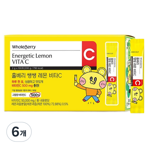 홀베리 쌩쌩 레몬 비타C 100p, 200g, 6개