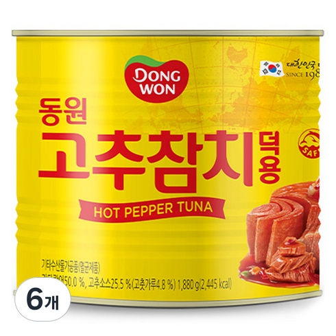 동원참치 고추참치 덕용 통조림, 1.88kg, 6개