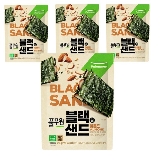 풀무원 블랙 김샌드 아몬드, 20g, 4개
