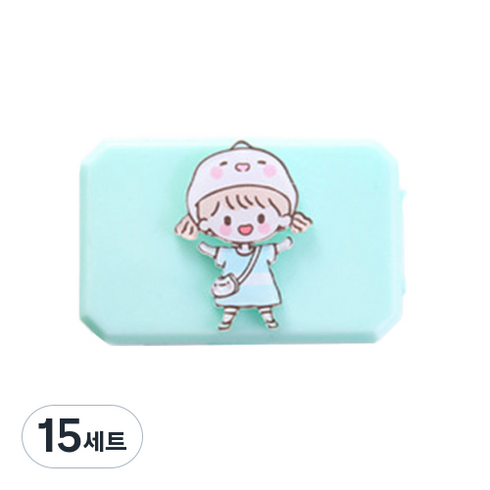 귀여운 캐릭터 아크릴 휴대용 컴팩트 렌즈통 케이스 세트, 10, 15세트