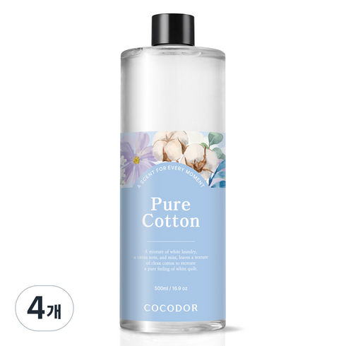 코코도르 디퓨저 리필, 퓨어코튼, 500ml, 4개