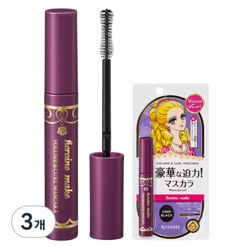키스미 히로인메이크 볼륨앤컬 마스카라 EX 6g, 딥블랙, 3개