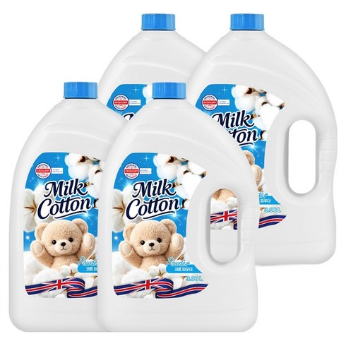 MiLKCotton 섬유유연제 파우더 코튼 파우더향 본품, 3.06L, 4개