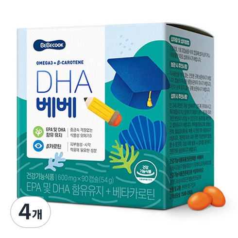 베베쿡 DHA 베베 아동 건강기능식품, 90정, 4개