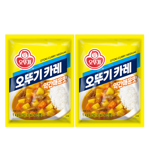 오뚜기 카레 약간매운맛, 1kg, 2개