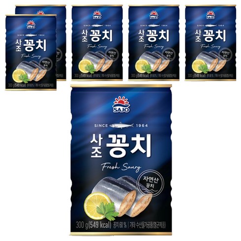 사조 꽁치 통조림, 300g, 6개