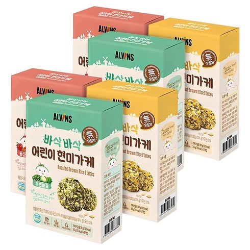 엘빈즈 바삭바삭 어린이 현미가케 세트, 빨강마을, 노랑마을, 푸른마을, 2세트, 28g