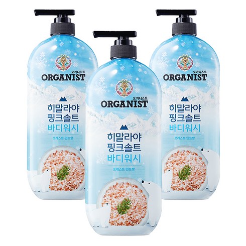 오가니스트 히말라야 핑크솔트 바디워시 포레스트 민트향, 865ml, 3개