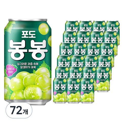 해태htb 포도 봉봉, 340ml, 72개