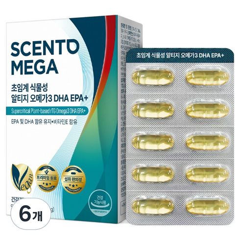 뉴트리원 센토메가 초임계 식물성 알티지오메가3 DHA EPA+ 27.6g, 6개, 30정