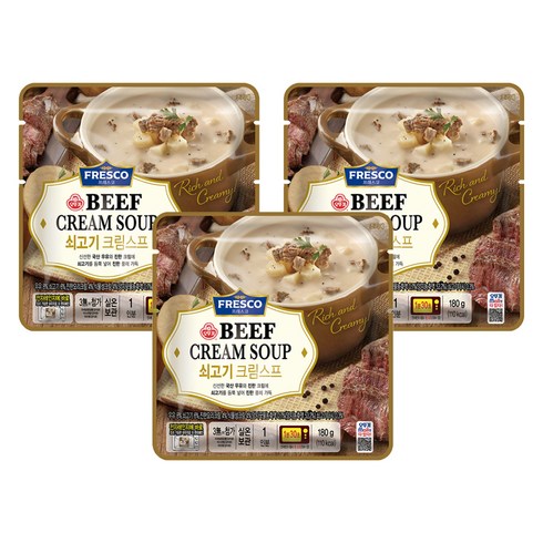 오뚜기 프레스코 쇠고기 크림스프 상온, 180g, 3개