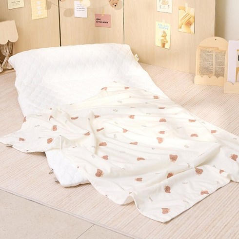 베베누보 DIY 모달 + 듀라론 낮잠이불 모달블랭킷 에어메시패드 속베개 부직포가방 풀세트, 하트베어