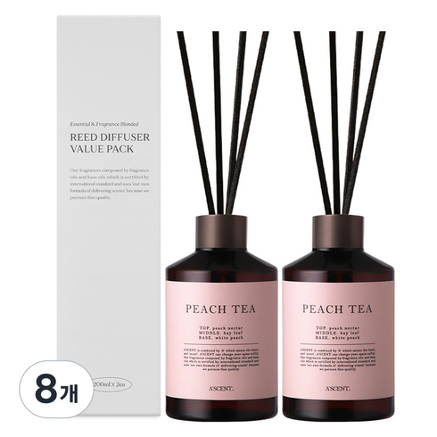 에이센트 퍼퓸드 디퓨저, 피치티, 200ml, 8개