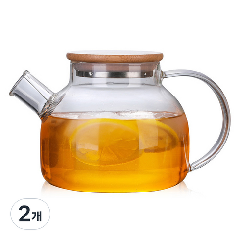 자연무이 한차전용 내열유리 주전자, 혼합색상, 1L, 2개