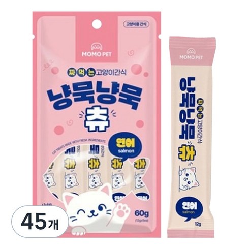 모모펫 냥묵냥묵 고양이 짜먹는 간식 5p, 45개, 60g, 연어