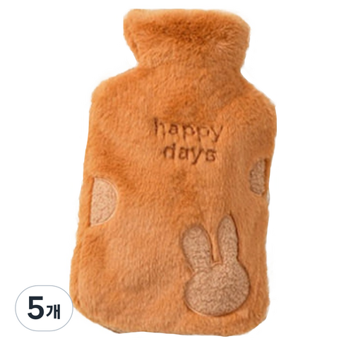 도림 해피 데이 토끼 보온 물주머니 650ml, 브라운, 5개