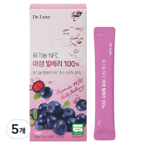 닥터린 유기농 NFC 야생 빌베리 100% 10p, 100g, 5개