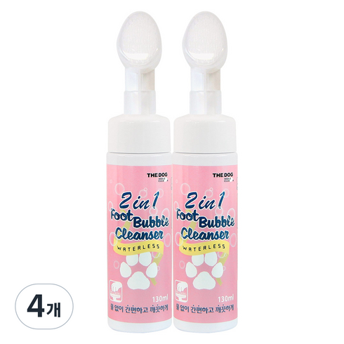 더독 2in1 풋 버블 반려동물용 클렌져, 130ml, 4개