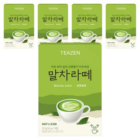 티젠 말차라떼 분말스틱, 14.5g, 7개입, 5개