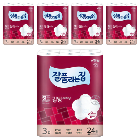잘풀리는집 퀄팅 3겹 화장지, 30m, 24개입, 5개