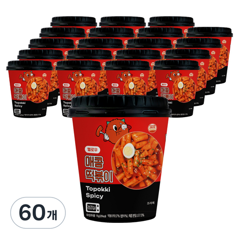 농가식품 멜로우빈 레리 매운 떡볶이, 115g, 60개