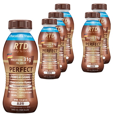 칼로바이 퍼펙트 파워쉐이크 단백질보충제 프로틴음료 초코맛, 310ml, 6개
