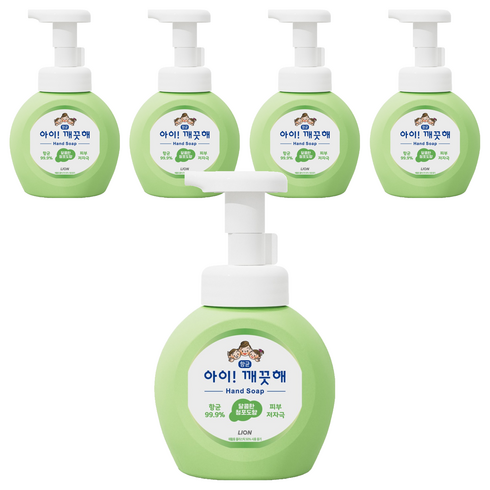 아이깨끗해 항균 폼 핸드솝 청포도향, 250ml, 5개