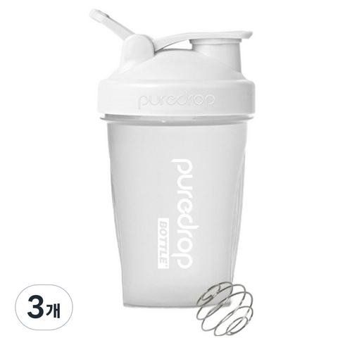 퓨어드롭 쉐이커 보틀, 화이트, 3개, 600ml
