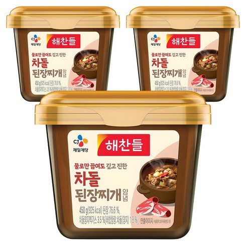 해찬들 물로만 끓여도 깊고 진한 차돌 된장찌개 양념, 450g, 3개
