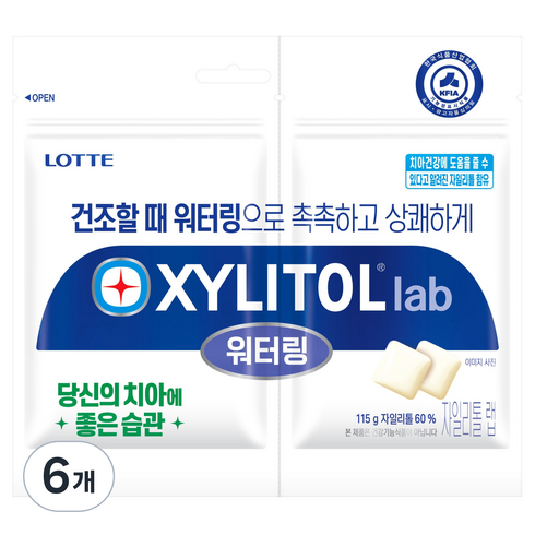 롯데자일리톨 랩 워터링 리필, 115g, 6개