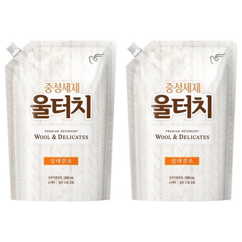 울터치 중성세제 리필, 1.3L, 2개