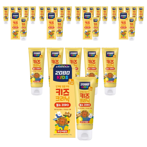 2080 키즈크리닉 1스텝 무불소 치약 파인애플향, 80g, 30개