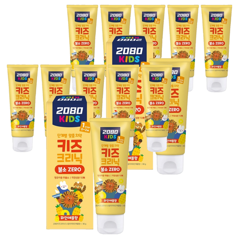 2080 키즈크리닉 1스텝 무불소 치약 파인애플향, 80g, 12개