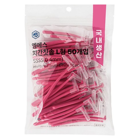 엠에스덴탈 L형 치간칫솔 SSSS, 0.4mm, 50개입, 1개