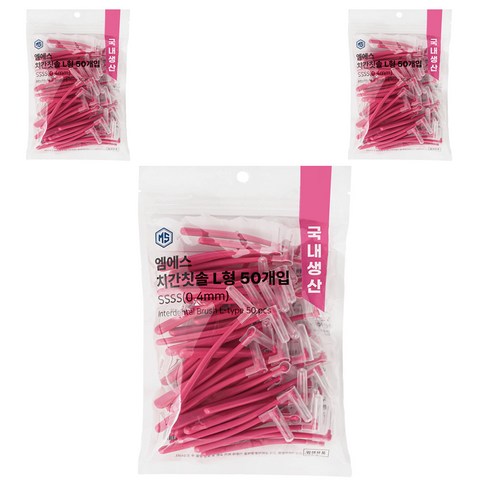엠에스덴탈 L형 치간칫솔 SSSS, 0.4mm, 50개입, 3개
