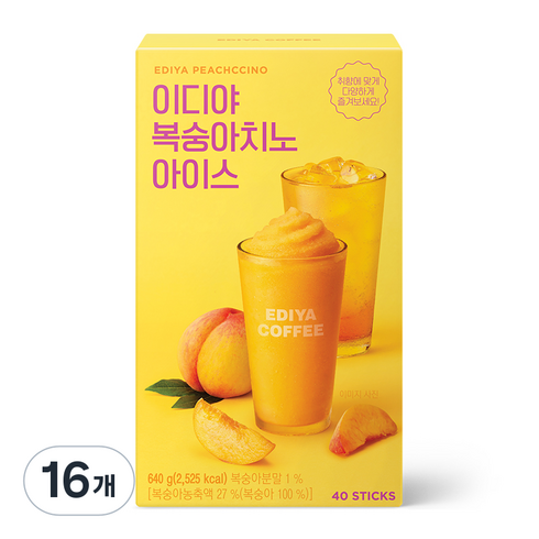이디야 복숭아 치노 아이스티 분말, 16g, 40개입, 16개