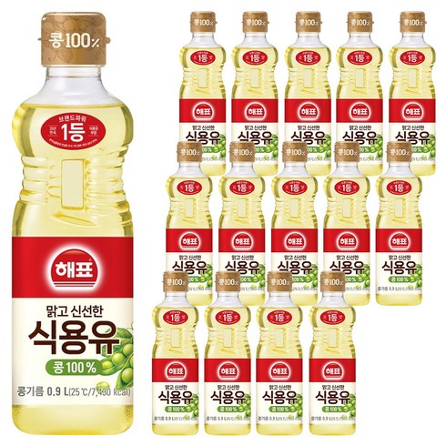 해표 콩기름 식용유, 900ml, 15개