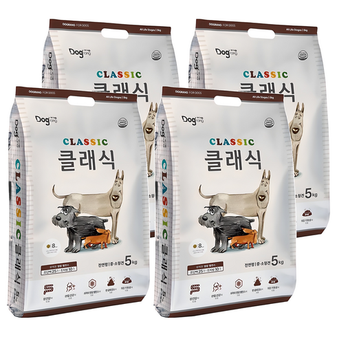 도그랑 전연령 강아지 클래식 건식사료, 닭, 5kg, 4개