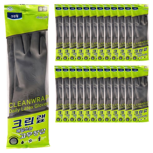 크린랩 매일쓰는 고무장갑, 그레이, 중(M), 25개