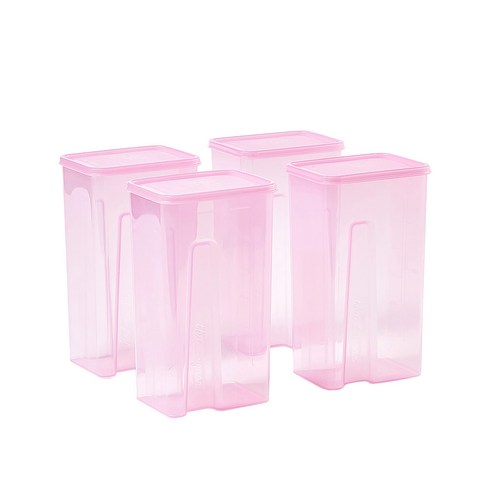 땡스소윤 냉동실 전용 밀폐용기 타워1호 핑크, 1세트, 밀폐용기 타워 1호 2200ml 4p