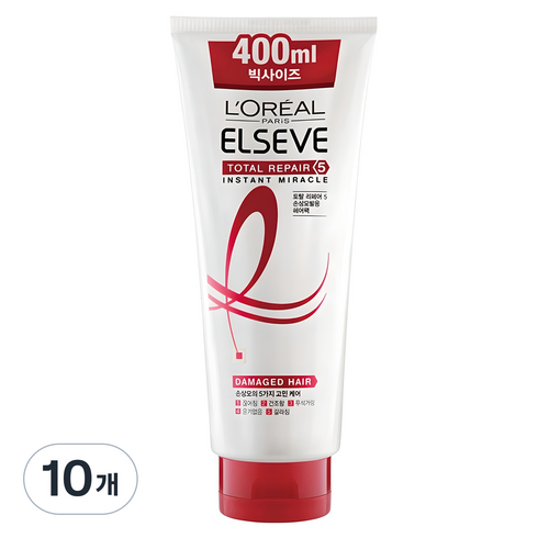 로레알파리 엘세브 토탈 리페어 5 인스턴트 미라클 헤어팩, 400ml, 10개
