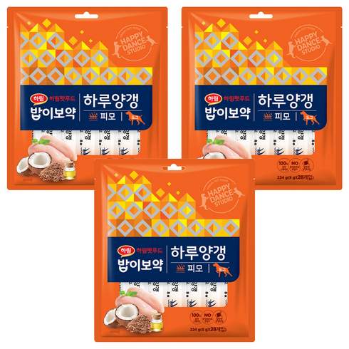 하림펫푸드밥이보약 강아지 하루양갱 파우치, 피모, 224g, 3개