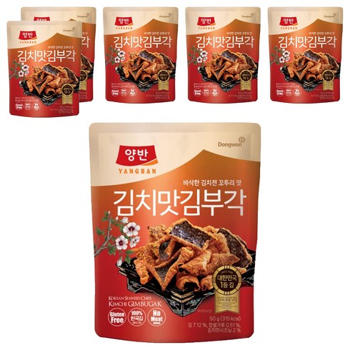 양반 김치맛 김부각, 50g, 6개