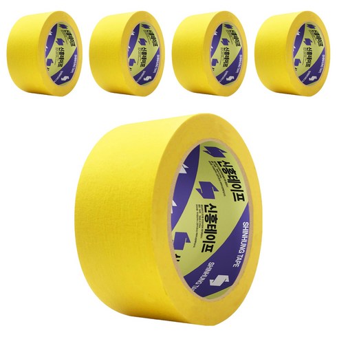 신흥테이프 마스킹 테이프 노랑 48mm x 40m, 5개
