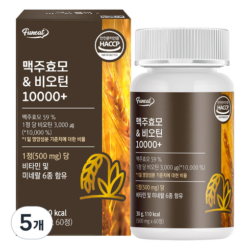 퍼니트 맥주효모 비오틴 10000 플러스, 60정, 5개
