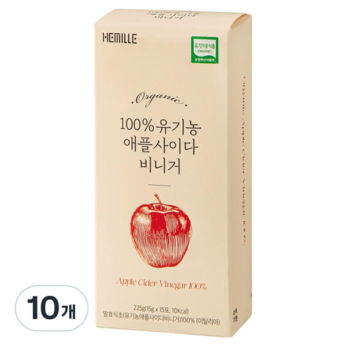헤밀레 100% 유기농 애플사이다비니거 스틱 15p, 10개, 225g