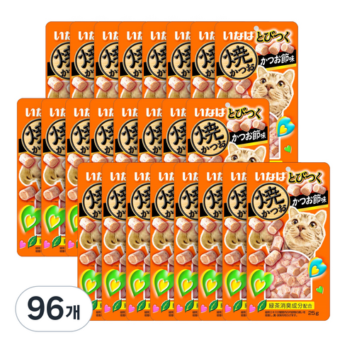 이나바 고양이 야끼믹스 간식, 혼합맛(구운가다랑어/가다랑어포), 25g, 96개