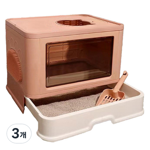 딩동펫 매직 후드 고양이 화장실, 핑크, 3개