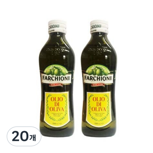파르키오니 퓨어 올리브유 올리브오일, 500ml, 20개