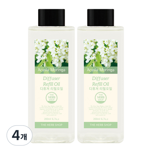 더허브샵 디퓨저 리필오일, 아카시아모링가, 200ml, 4개